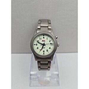 St Moritz Titanium Alarm Watch 100M Field Date Lume Japan Quartz New Battery